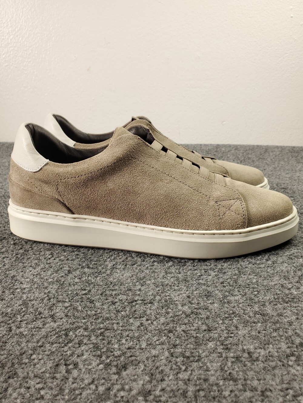 Bruno Magli Salvador Shoes Mens 13 Suede Leather Taupe Beige Casual Sneakers